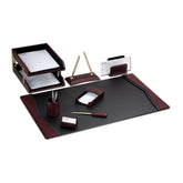 Burgundy Leather with Black Trim Desk Set, 10pc